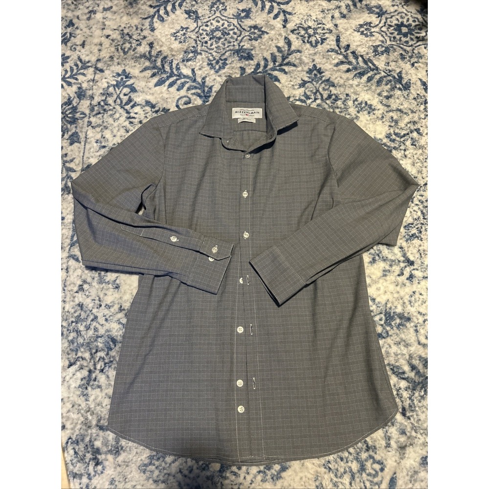 Mizzen+Main Shirt Mens Large Blue Check Leeward Trim Fit Button Down Long Sleeve